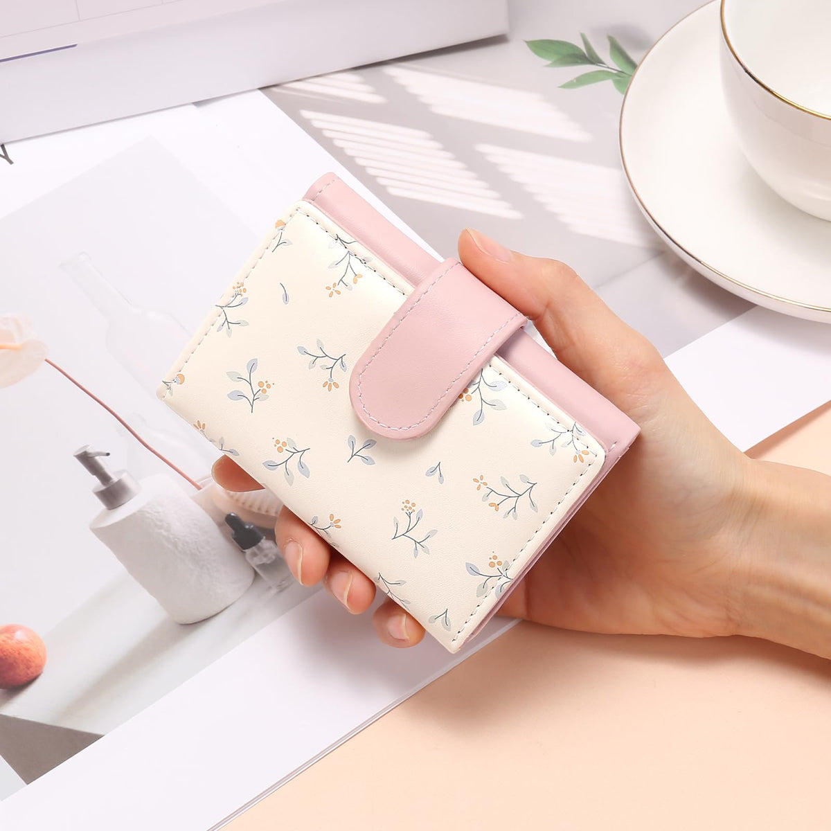 LOUEBICA Small Wallets for Women Trifold Vegan Leather Wallet RFID Blocking Card Holders with ID Window