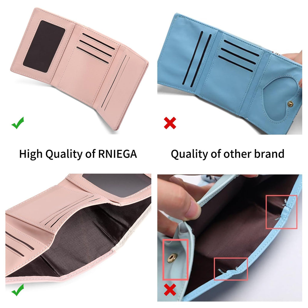 LOUEBICA Small Wallets for Women Trifold Vegan Leather Wallet RFID Blocking Card Holders with ID Window