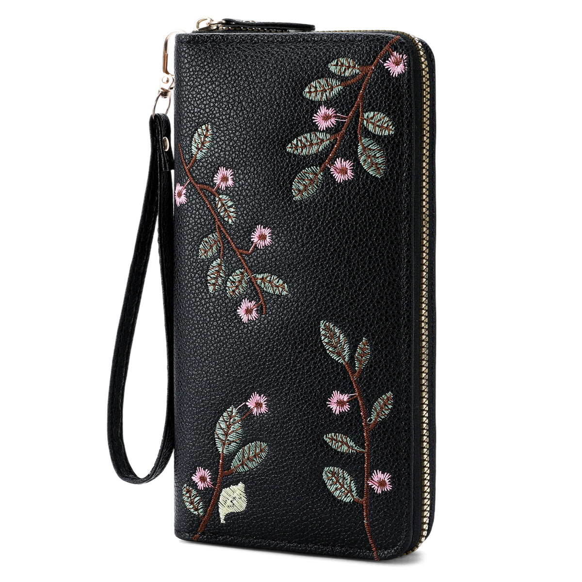 LOUEBICA Wallet Women Clutch Leather Wristlet Wallet Fashion Embossed RFID Blocking Credit Card Holder with Strap