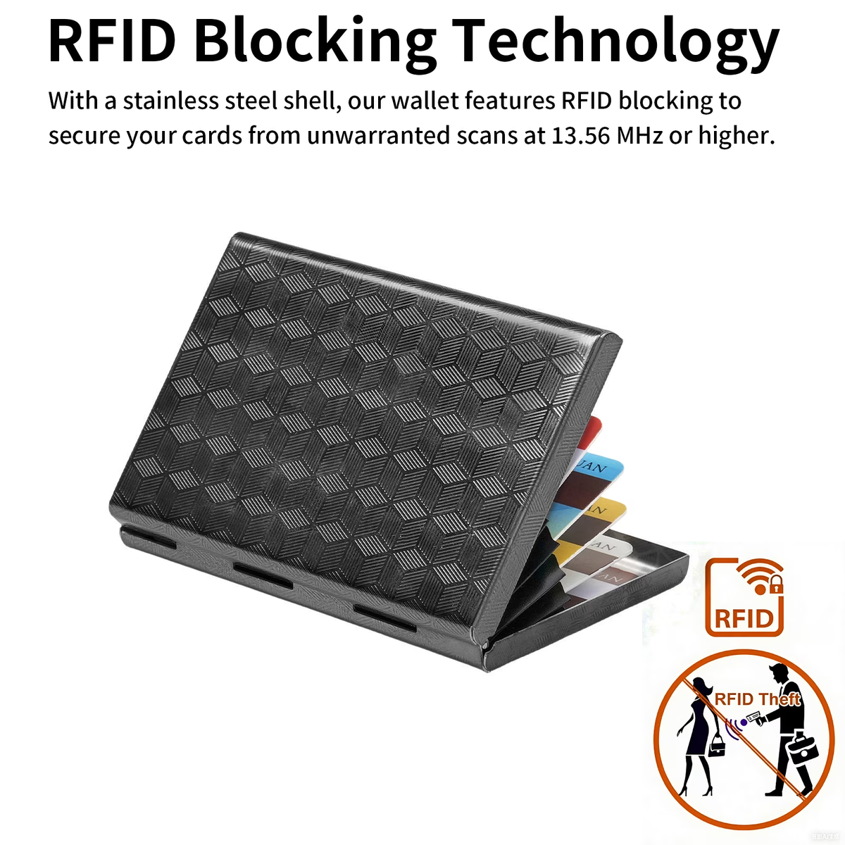 LOUEBICA Slim Credit Card Holder RFID Blocking Credit Card Stainless Steel Metal Wallet Business Card Cases with 6 Slots Men for Women