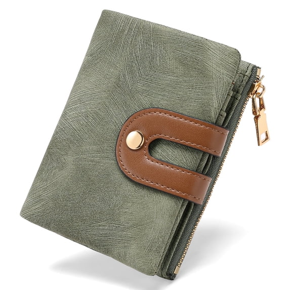 LOUEBICA Small Wallets for Women Leather Bifold RFID Blocking Card Holder Compact Wallet Women with Zipper Coin Pocket