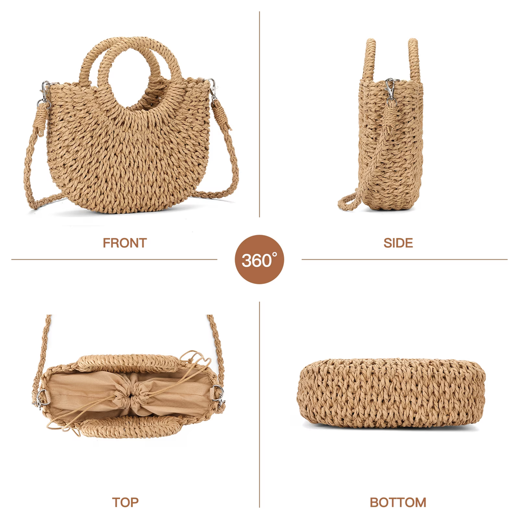 LOUEBICA Small Straw Crossbody Bag for Women Woven Summer Shoulder Phone Purse Beach Handbag for Vacation