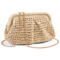 LOUEBICA Straw Clutch Purses for Women Cloud Dumpling Pouch Straw crossbody Handbag Summer Beach Woven Shoulder Bags