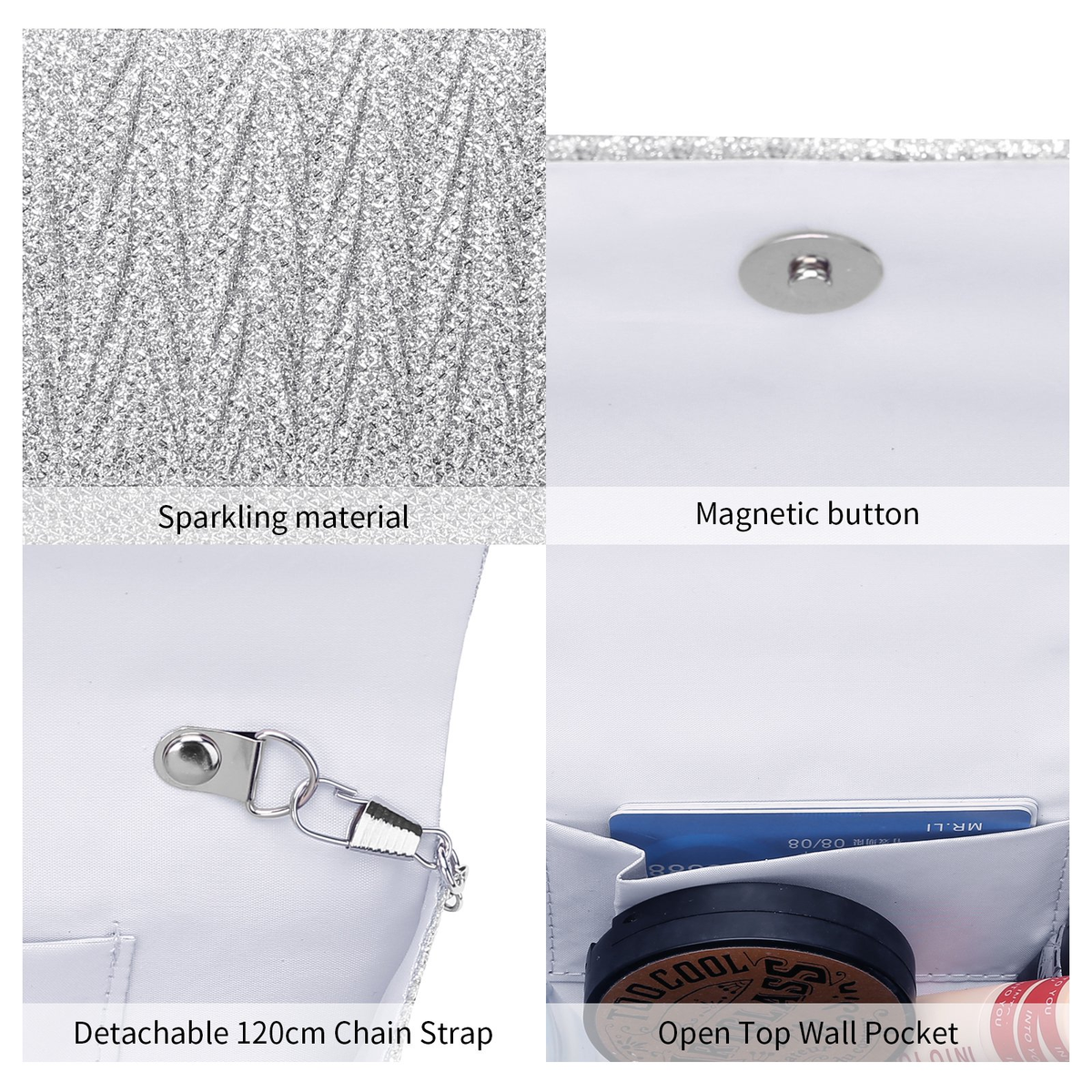 LOUEBICA Sparkly Clutch Purses for Women Wedding Evening Bag for Parties Handbags for Formal Crossbody Shoulder Envelope Bag