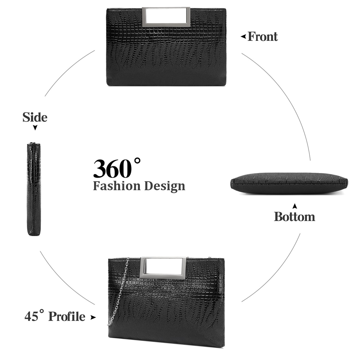 LOUEBICA Vegan Leather Handbag Clutch Purses for Women Formal Stylish Evening Clutch for Weddings, Proms, Cocktail