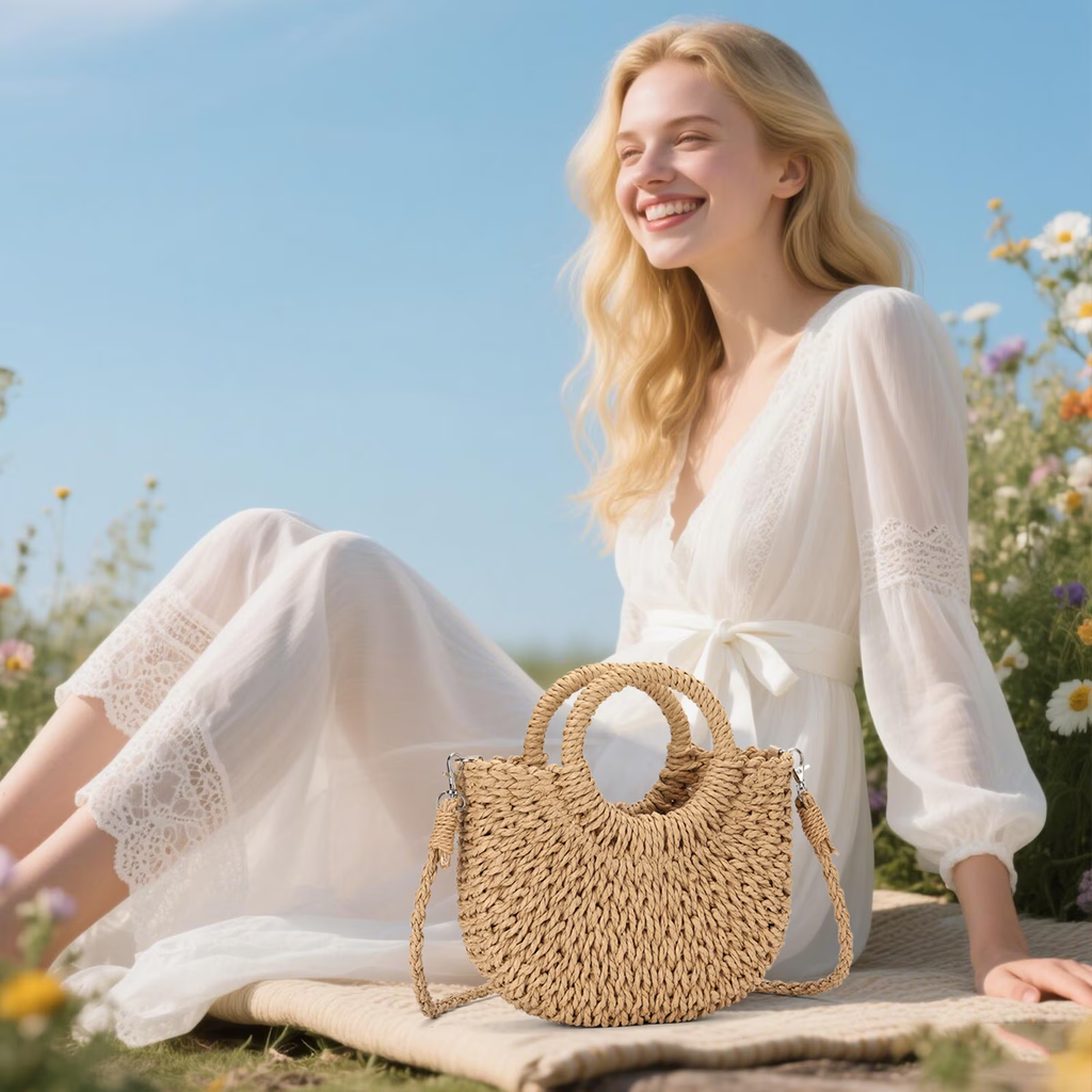 LOUEBICA Small Straw Crossbody Bag for Women Woven Summer Shoulder Phone Purse Beach Handbag for Vacation