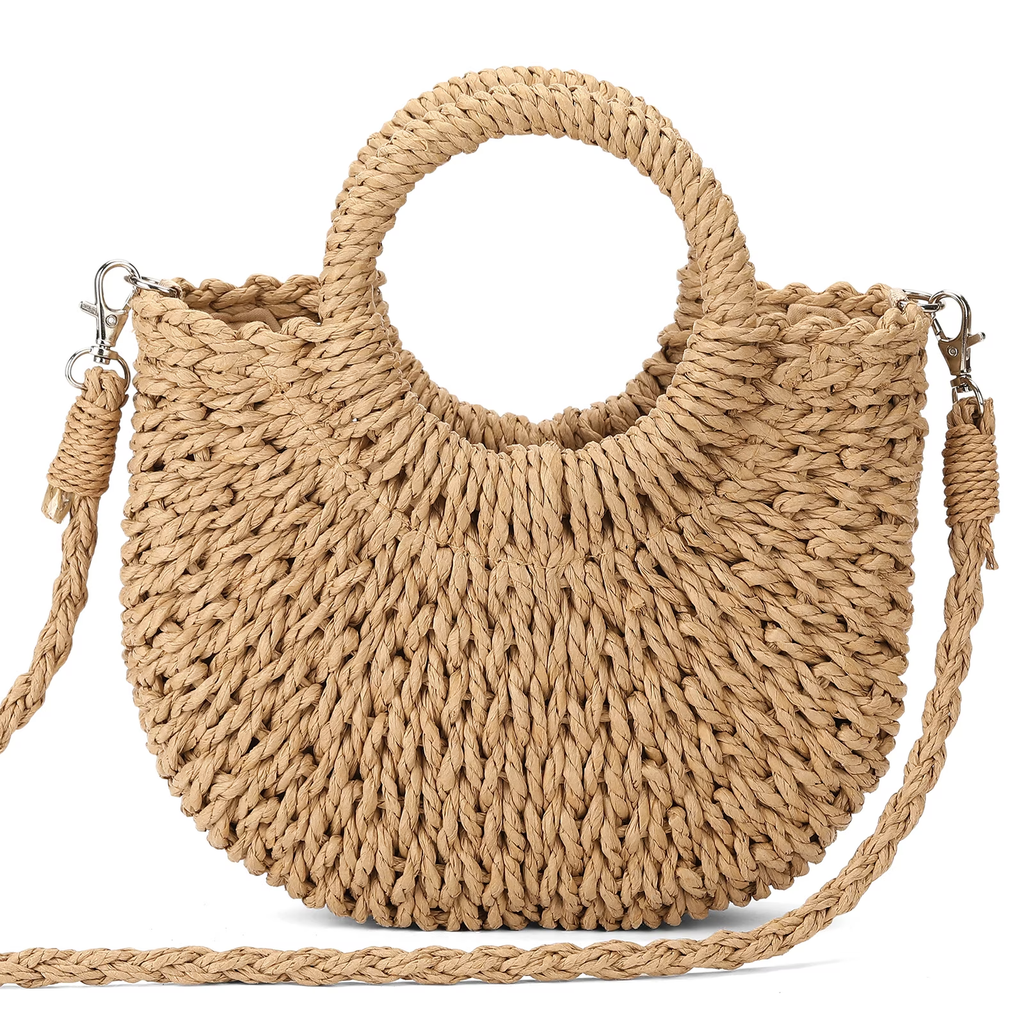 LOUEBICA Small Straw Crossbody Bag for Women Woven Summer Shoulder Phone Purse Beach Handbag for Vacation