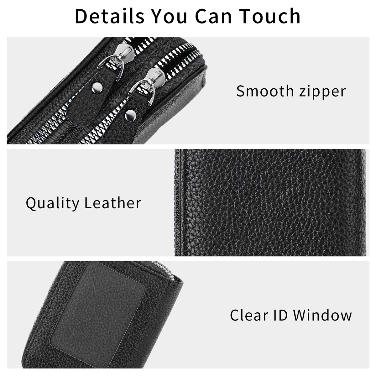 LOUEBICA Credit Card Holder Wallet RFID Blocking Leather Small Wallet for Women Double Zipper Wallet with ID Window