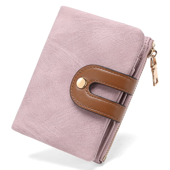 LOUEBICA Small Wallets for Women Leather Bifold RFID Blocking Card Holder Compact Wallet Women with Zipper Coin Pocket
