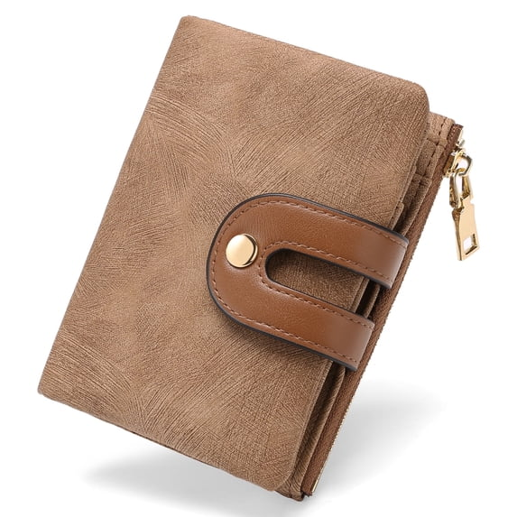 LOUEBICA Small Wallets for Women Leather Bifold RFID Blocking Card Holder Compact Wallet Women with Zipper Coin Pocket