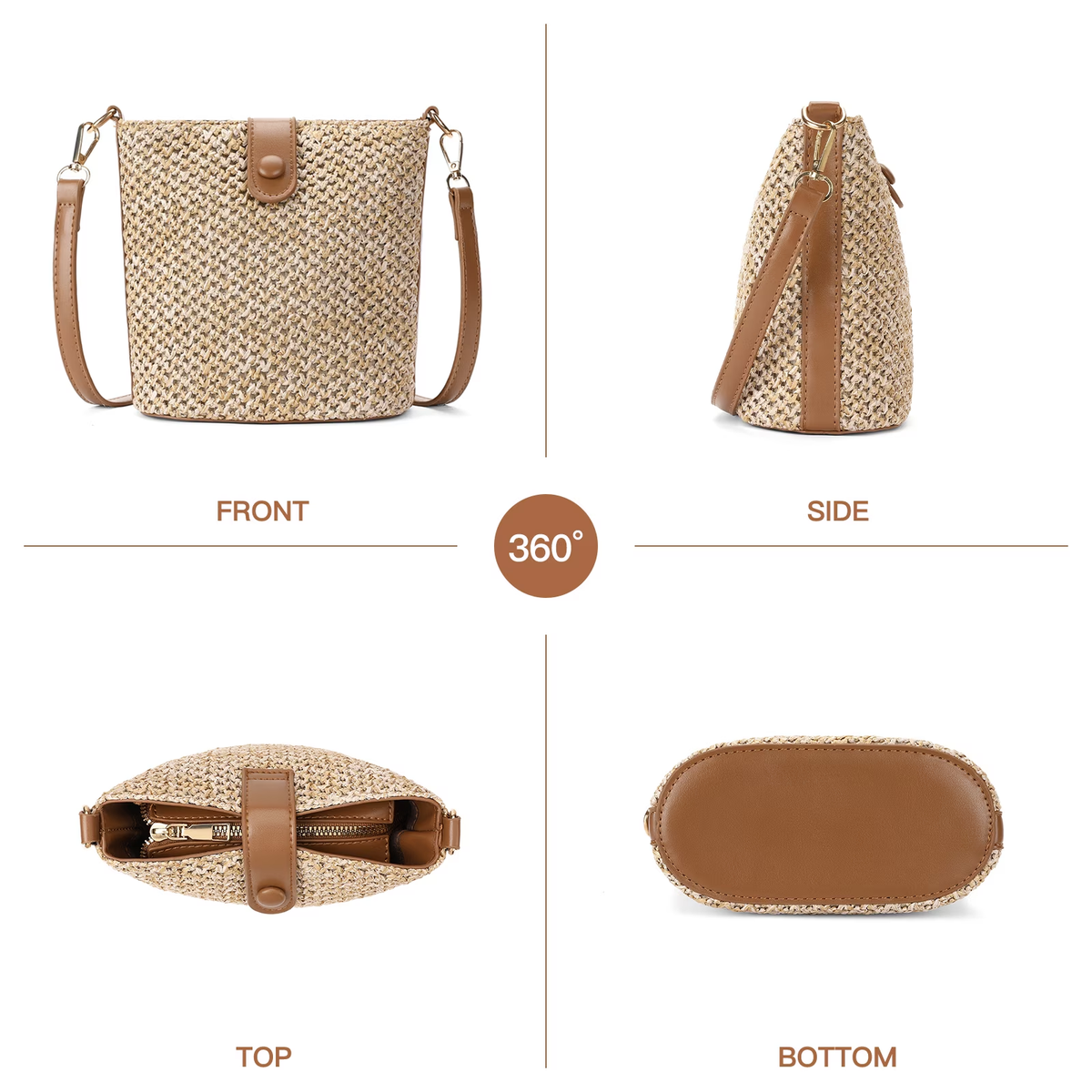 LOUEBICA Small Straw Crossbody Bag for Women Woven Summer Shoulder Phone Purse Beach Handbag for Vacation