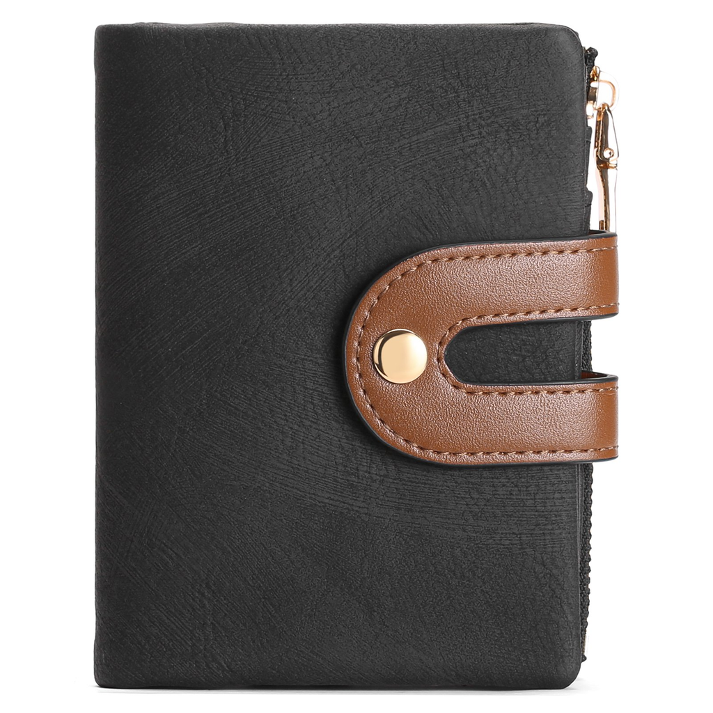 LOUEBICA Small Wallets for Women Leather Bifold RFID Blocking Card Holder Compact Wallet Women with Zipper Coin Pocket