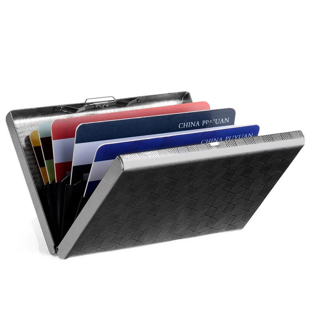 LOUEBICA Slim Credit Card Holder RFID Blocking Credit Card Stainless Steel Metal Wallet Business Card Cases with 6 Slots Men for Women